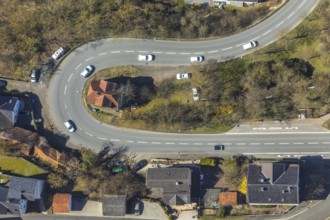 Aerial view, Altwildungen with hairpin bends on the municipal road Friedrich-Ebert-Straße,