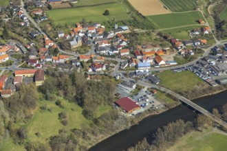 Aerial view, Bergheim with Eder river in Edertal, district Waldeck-Frankenberg in North Hesse,