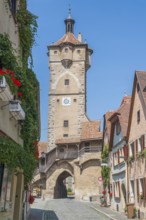 City view with town gate in Rothenburg ob der Tauber, a town in Middle Franconia in Bavaria,