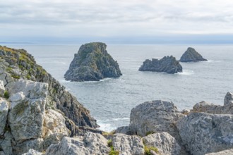Rocky coastal scenery around Pointe de Pen-Hir in Brittany, France