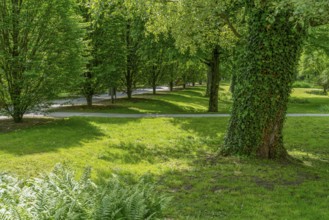 Spring time scenery around a park in Öhringen, a town in the Hohenlohe district in Southern Germany