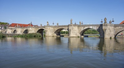 Scenery around the Old Main Bridge in Wuerzburg, a city in the region of Franconia in Bavaria,