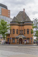 City view of Hamburg including a Police station at summer time