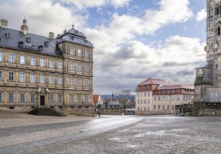 Old town scenery including the New Residence around the Domplatz in Bamberg, a town in Bavaria