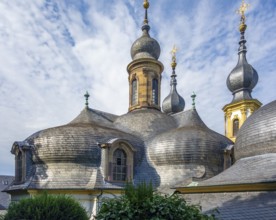 Roof of a little chapel named Kaeppele, located on a hill above Wuerzburg, a city in the Franconia