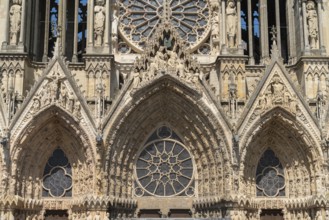 Detail of the Reims Cathedral in Reims, the most populous city in the French department of Marne