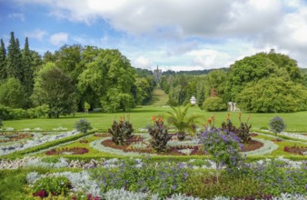 Idyllic sunny scenery at the Bergpark Wilhelmshoehe in Kassel, Germany