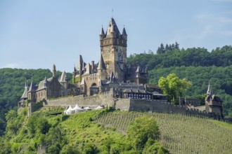 Scenery around Cochem with Imperial Castle, a town at Moselle river in Rhineland-Palatinate,