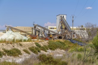 Salt production facility around Salin-de-Giraud located in in the Camargue area in southern France