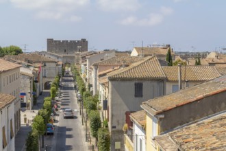 High angle view of a commune named Aigues-Mortes in France