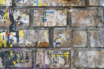 Urban brick wall detail seen at the Schanzenviertel in Hamburg, Germany