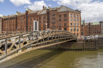 Scenery at the Speicherstadt, a historic warehouse district in Hamburg, Germany