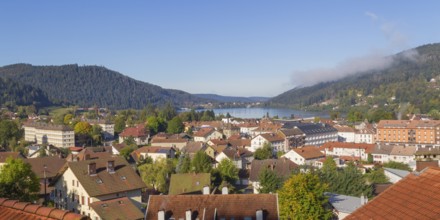 Aerial view of Gerardmer, a commune in the Vosges department in Grand Est in northeastern France