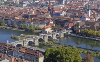 Aerial view of Wuerzburg, a franconian city in Bavaria, Germany