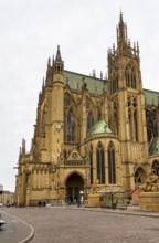 Scenery around the the Cathedral of Saint Stephen in Metz, a city in the Lorraine region in France