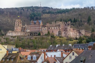 Impression of Heidelberg with castle in Germany at winter time