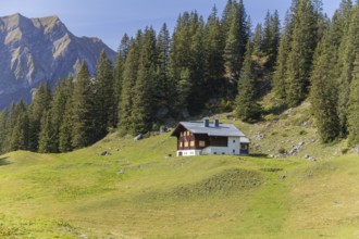 Idyllic scenery around a lake named Koerbersee near the village Schroecken in Austria