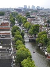 High angle view of Amsterdam, the dutch capital city of the Kingdom of the Netherlands