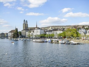 Riparian scenery of Zurich, the largest city in Switzerland