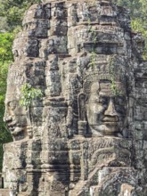 Sculpture detail at the Bayon temple at Angkor in Cambodia