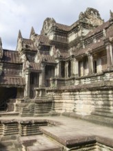 Part of a temple complex named Angkor Wat in Cambodia
