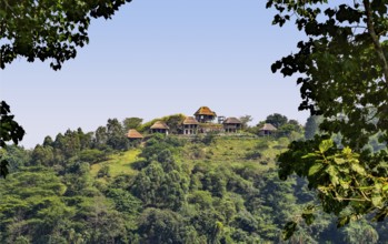 Settlement with native houses seen in the Kabarole District in Uganda