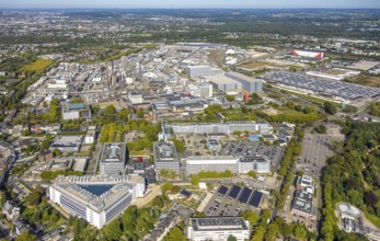 Aerial view, Henkel chemical plant area, industrial area, Holthausen, Düsseldorf, Ruhr area, North