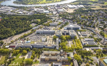Aerial view, Henkel chemical plant area, industrial area, Holthausen, Düsseldorf, Ruhr area, North