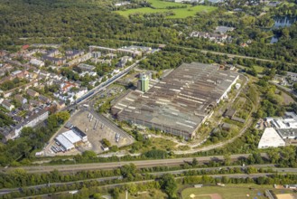 Aerial view, Rheinbahn depot Benrath, Benrath, Düsseldorf, Ruhr area, North Rhine-Westphalia,