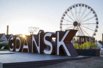 Ferris wheel and letters, Gdansk, Gdansk, Poland