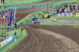 Motocross, Rudersberg, Baden-Württemberg, Germany, Europe, Motocross riders move around a winding