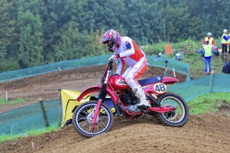 Motocross, Rudersberg, Baden-Württemberg, Germany, Europe, Motocross rider on motorbike jumping on