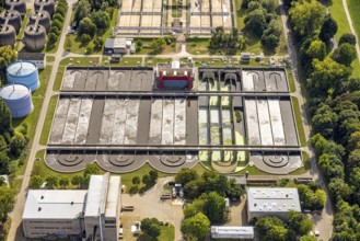 Aerial photo, sewage treatment plant, sewage treatment plant Düsseldorf-Süd, Hamm, Düsseldorf, Ruhr