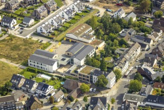 Aerial view, community primary school GGS Steinkaul, single-family house, housing estate Alte