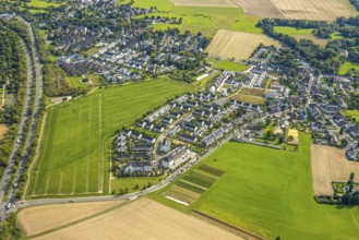 Aerial view, new residential area Ickerswarder Straße and Am Scheitenweg, Himmelgeist, Düsseldorf,