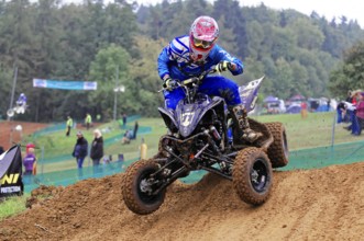 Motocross, Rudersberg, Baden-Württemberg, Germany, Europe, motocross quad rider jumps during a race