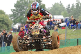 Motocross, Rudersberg, Baden-Württemberg, Germany, Europe, Close-up of a quad rider in a race,