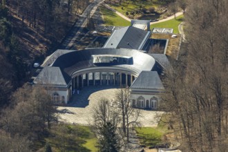 Aerial view, Wandelhalle An den Georg-Viktor-Quelle in Bad Wildungen in Hesse. Bad Wildungen, spa