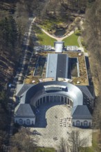 Aerial view, Wandelhalle An den Georg-Viktor-Quelle in Bad Wildungen in Hesse. Bad Wildungen, spa