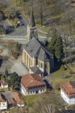 Aerial view, Bad Arolsen, Catholic parish of St. Johannes Baptist, district of Waldeck-Frankenberg,