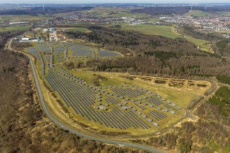 Aerial view, solar plant on the former Prinz-Eugen barracks, with industrial and commercial park,
