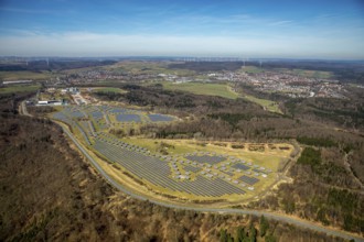 Aerial view, solar plant on the former Prinz-Eugen barracks, with industrial and commercial park,