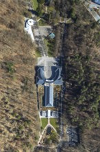 Aerial view, Wandelhalle An den Georg-Viktor-Quelle in Bad Wildungen in Hesse. Bad Wildungen, spa