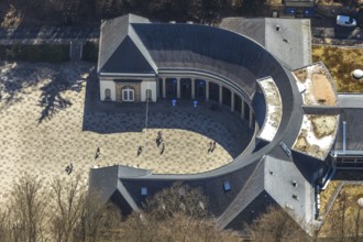 Aerial view, Wandelhalle An den Georg-Viktor-Quelle in Bad Wildungen in Hesse. Bad Wildungen, spa