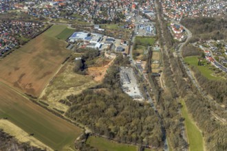 Aerial view, archaeological site at the Korbacher Spalte on Frankenberger Landstraße in Korbach.