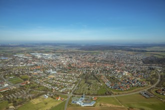 Aerial view, view of Korbach over the Südring in Korbach. District town Korbach, district