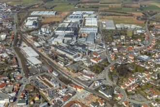 Aerial view, Continental Reifen Deutschland GmbH Korbach plant in Korbach. District town Korbach,