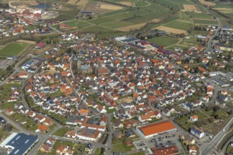 Aerial view, old town of Volkmarsen and Catholic parish of St Marien, St Marien church, Volkmarsen