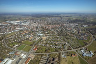 Aerial view, view of Korbach over the Südring in Korbach. District town Korbach, district