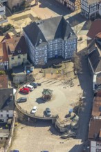 Aerial view, Stadtbücherei Korbach Oberstraße near Altes Rathaus Korbach in Korbach. district town